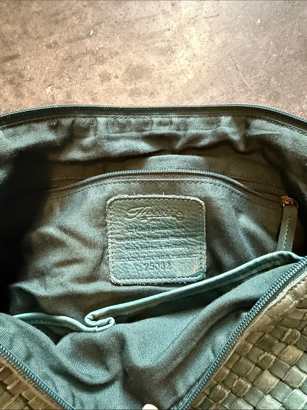 Fossil Woven Leather Shoulder Bag in Light Teal - Picture 9 of 11
